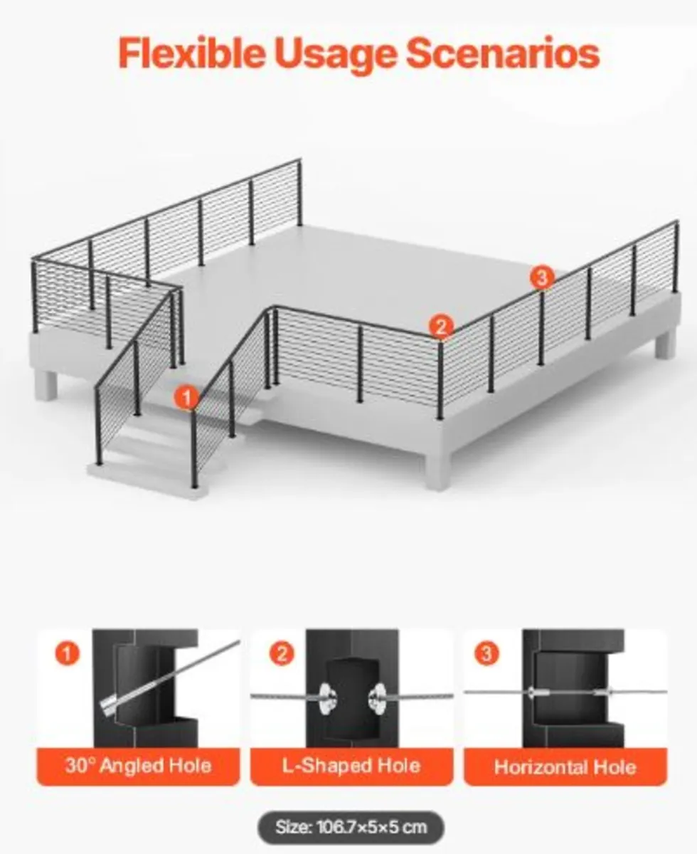 4-Pack Cable Railing Post, 42x2x2 In Horizontal - Image 2