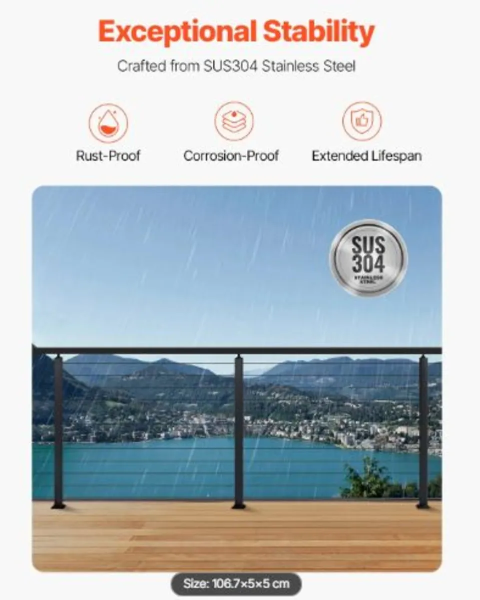 4-Pack Cable Railing Post, 42x2x2 In Horizontal - Image 4