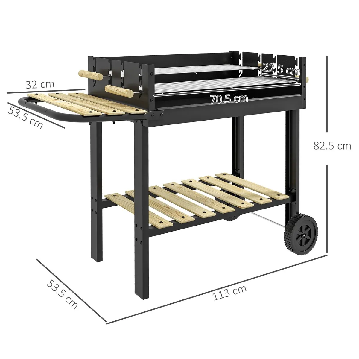 Charcoal BBQ Grill, Barbecue Trolley - Image 3