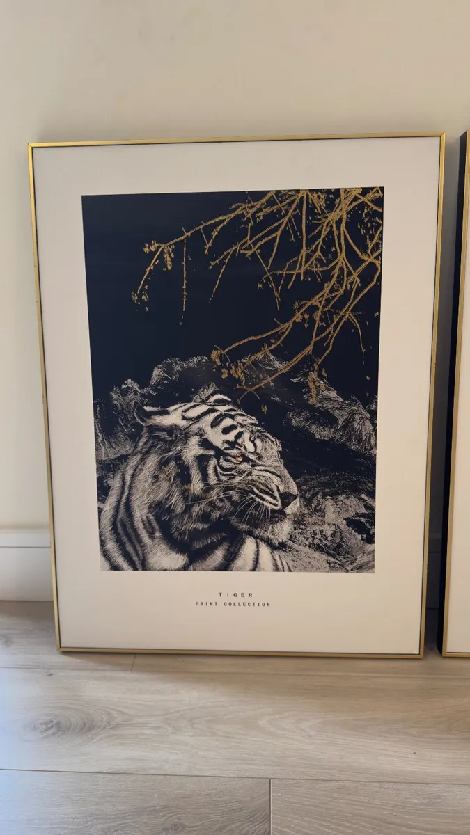 Next Large Metallic Gold Tiger & Fog Forest Prints - Image 2