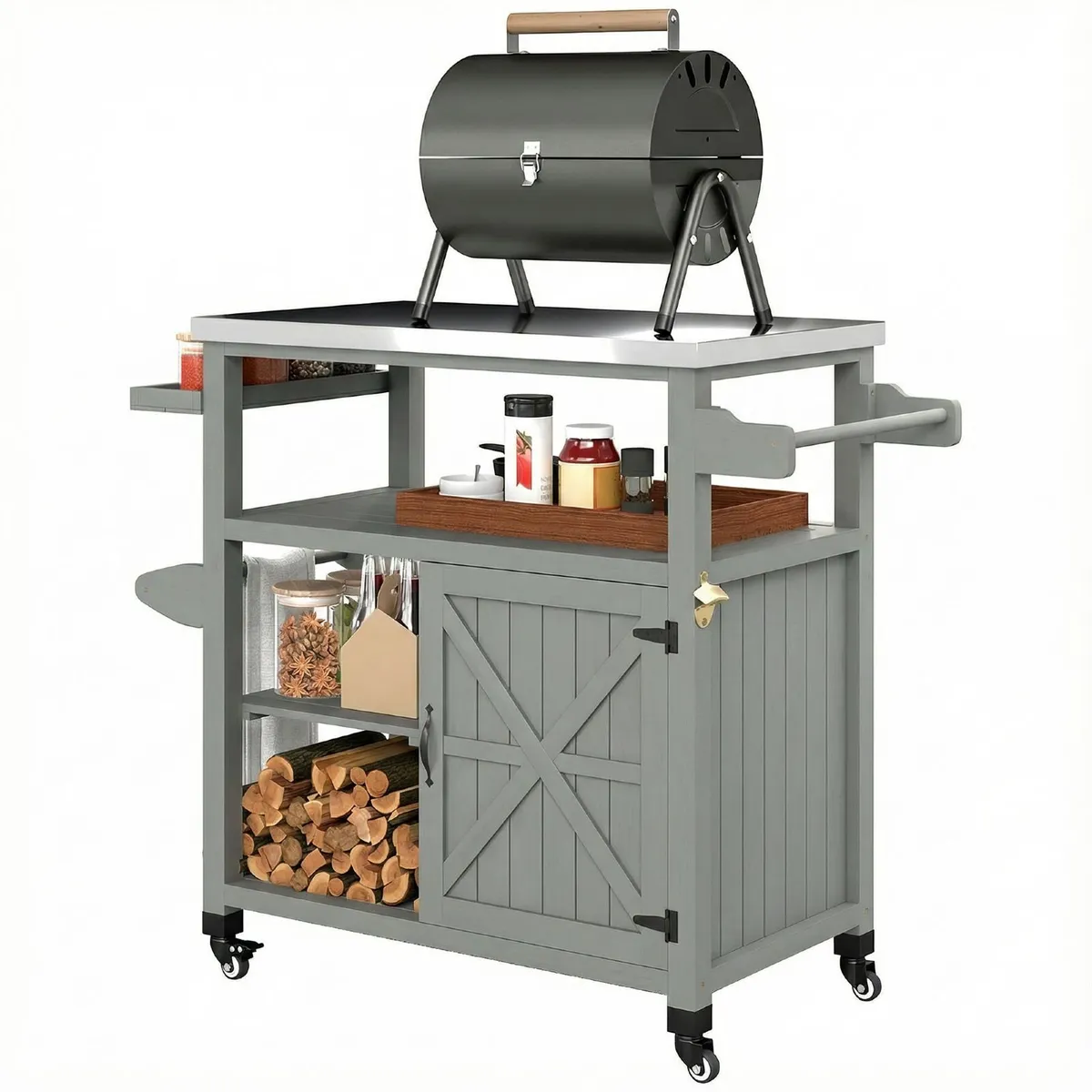 Garden serving cart rolling barbecue cart - Image 2