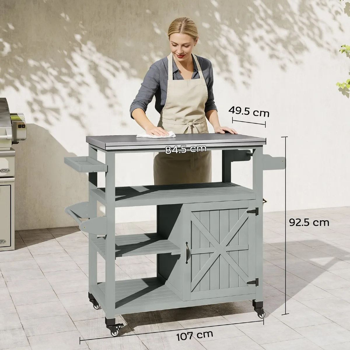 Garden serving cart rolling barbecue cart - Image 4