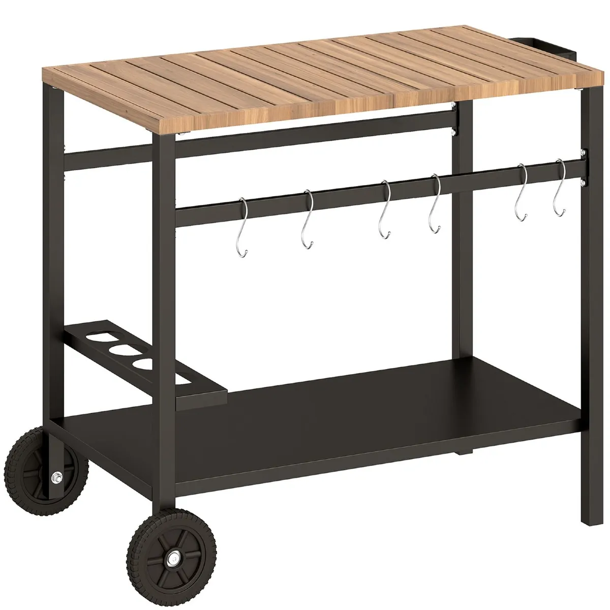 2-Tier BBQ Cart Side Table for Mobile Barbecue - Image 2