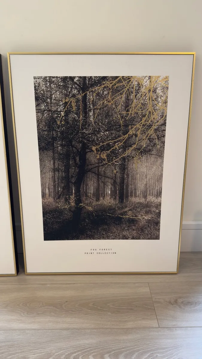 Next Large Metallic Gold Tiger & Fog Forest Prints - Image 3