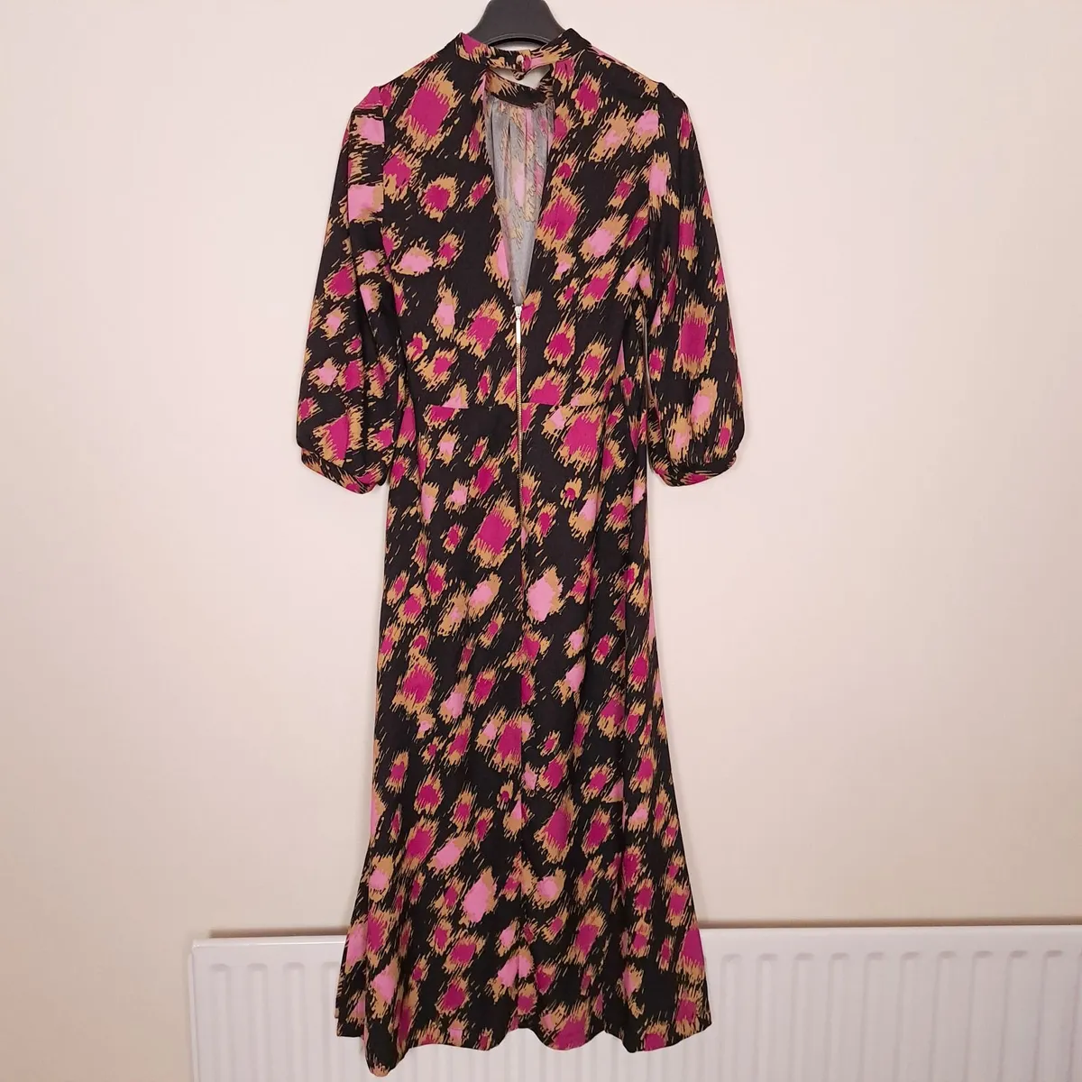 Closet Black Pink Mustard Abstract Midi Dress 10UK - Image 2