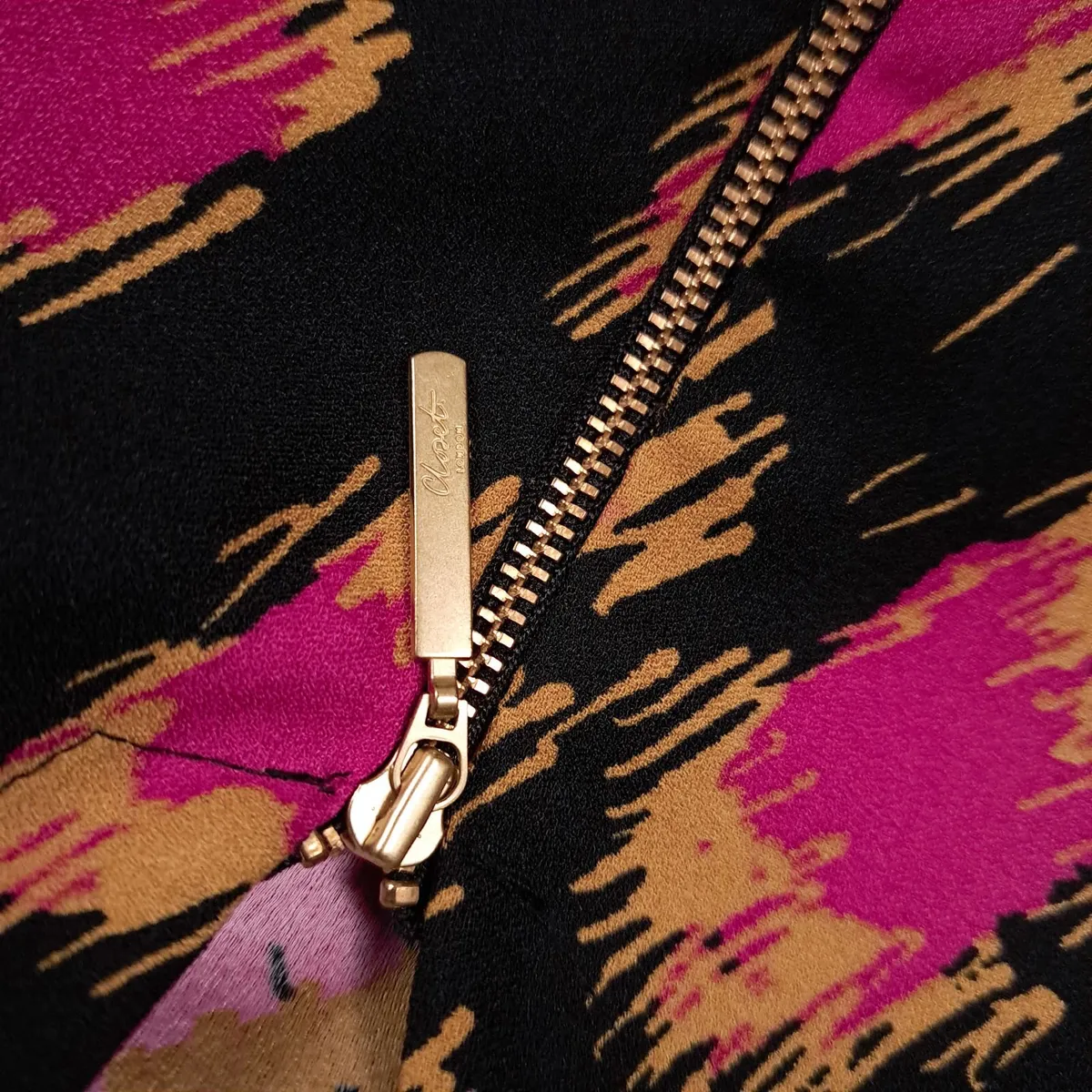 Closet Black Pink Mustard Abstract Midi Dress 10UK - Image 4
