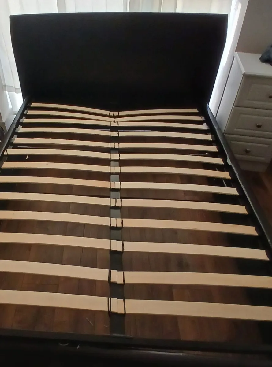 Storage bedframe 90€ (black leather) - Image 1
