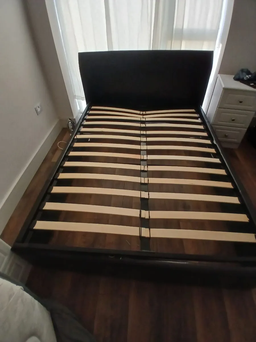 Storage bedframe 90€ (black leather) - Image 2