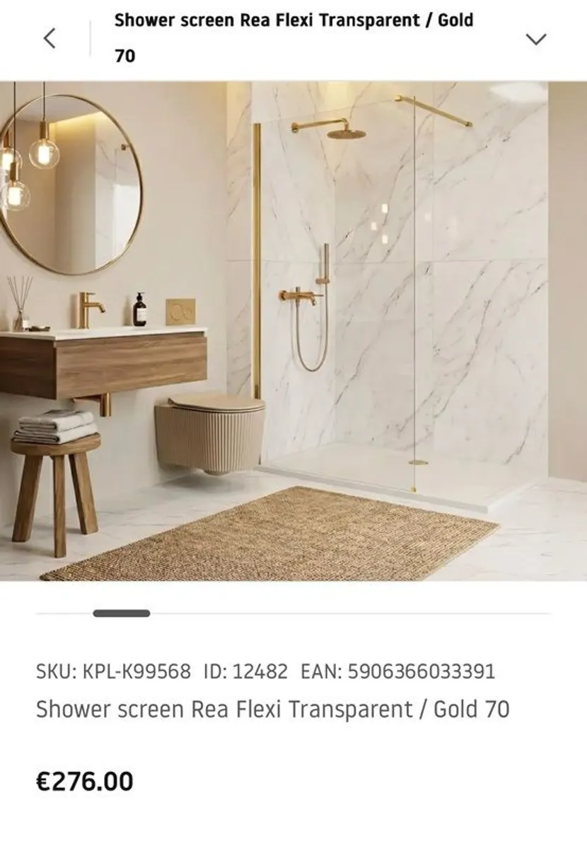 Brushed Gold Shower Screen - Image 1