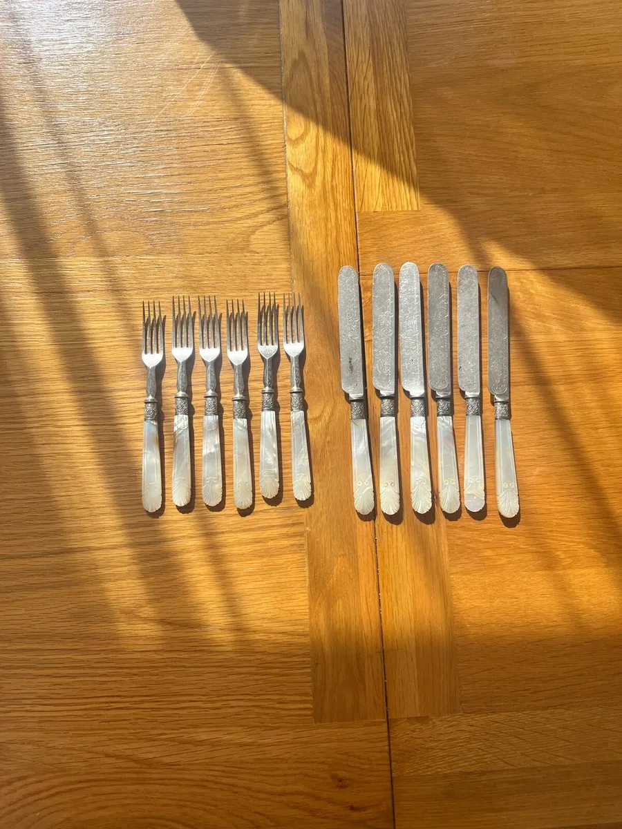 Antique Pearl Handled Dessert Set - Image 1
