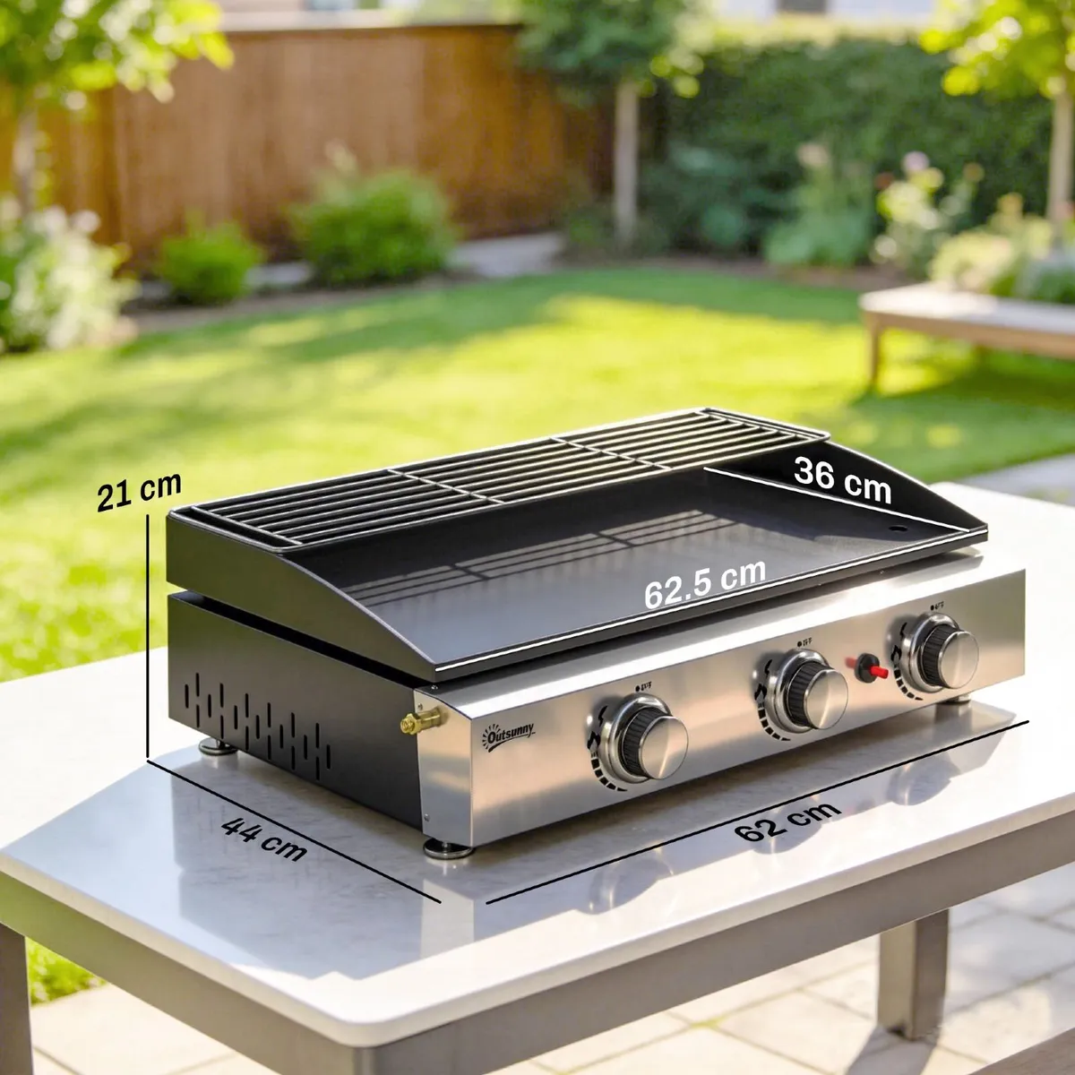Gas Grill 7.5 kW Portable Grill with 3 Burners - Image 2