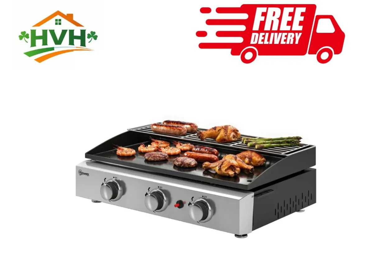 Gas Grill 7.5 kW Portable Grill with 3 Burners - Image 1