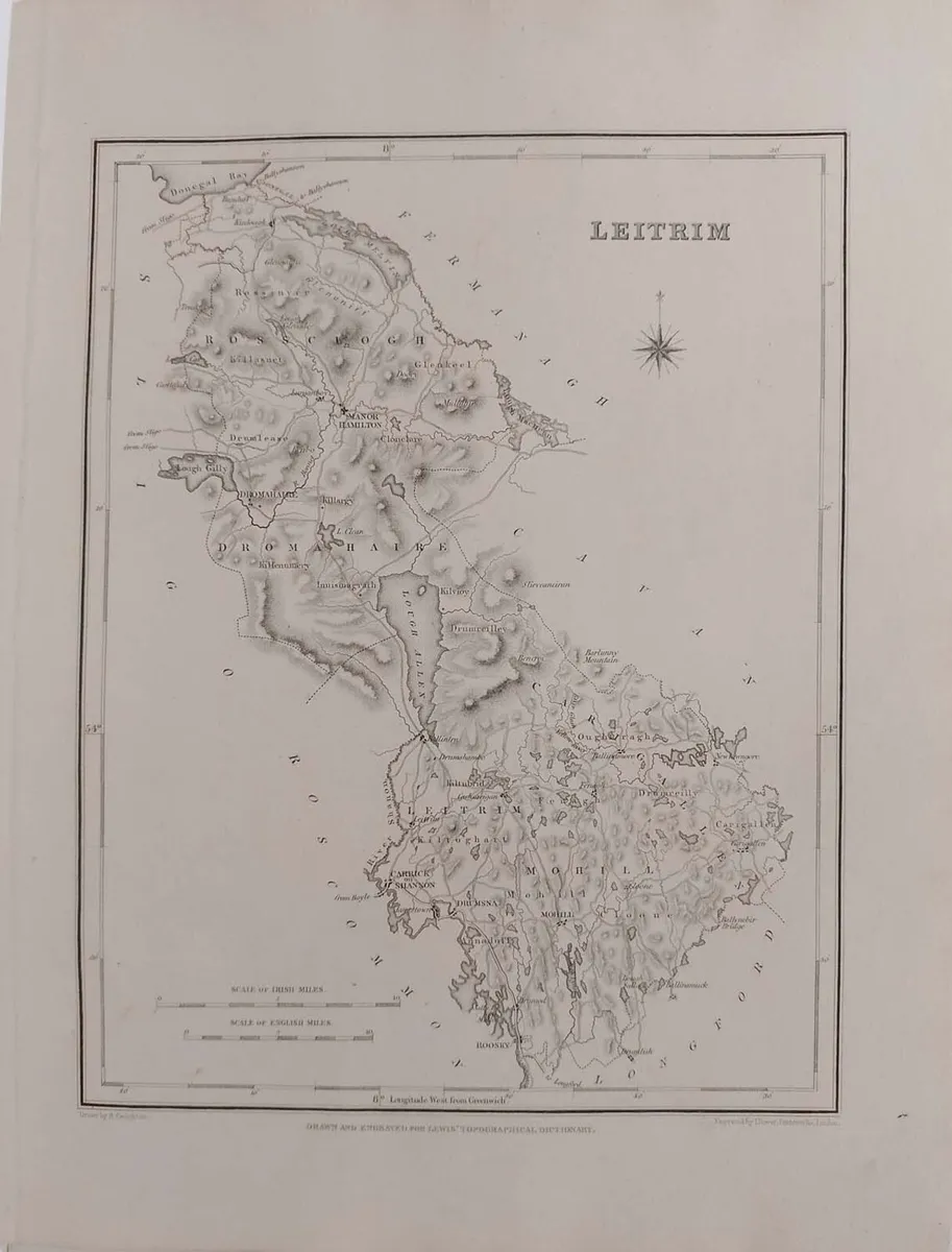Leitrim 1837 Antique Map Including Baronies - Image 1