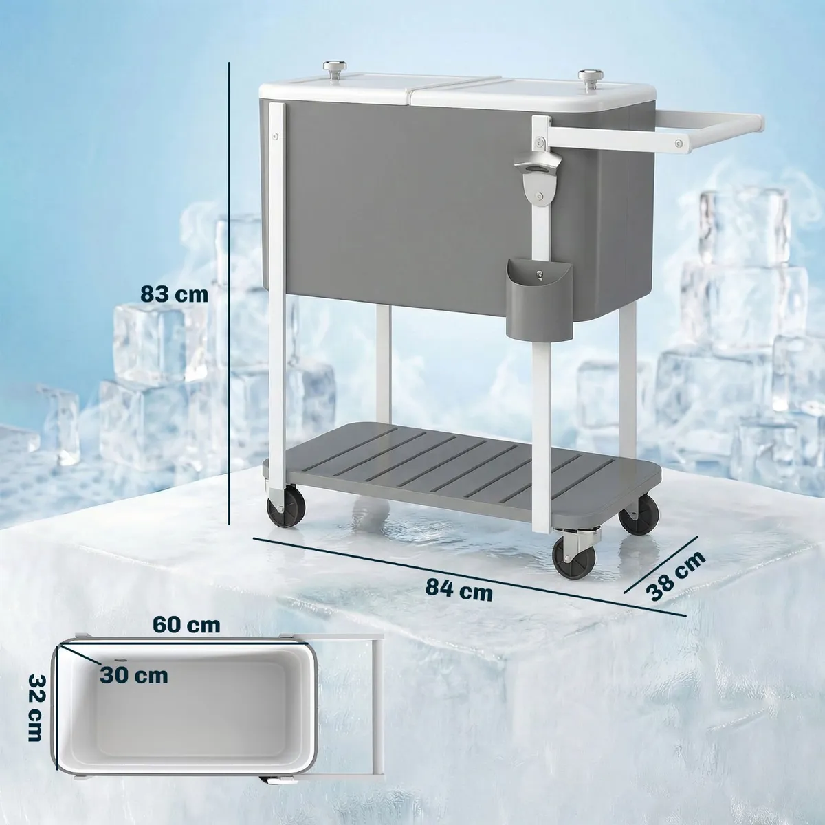 Cooler Trolley with 56 L Capacity Serving Cart - Image 2
