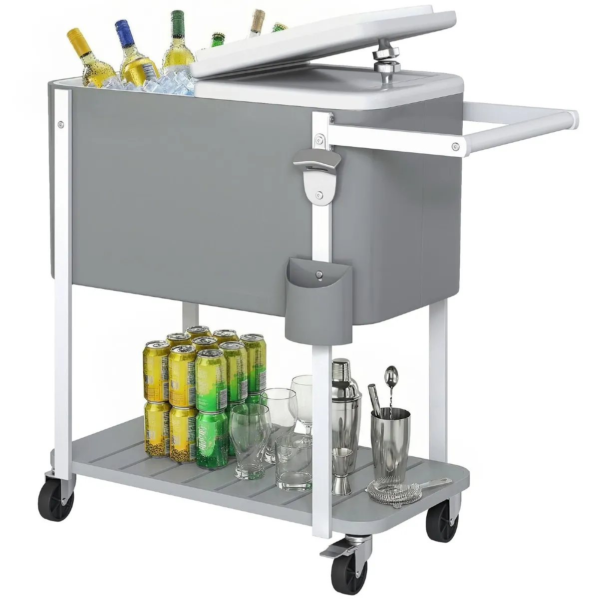 Cooler Trolley with 56 L Capacity Serving Cart - Image 3