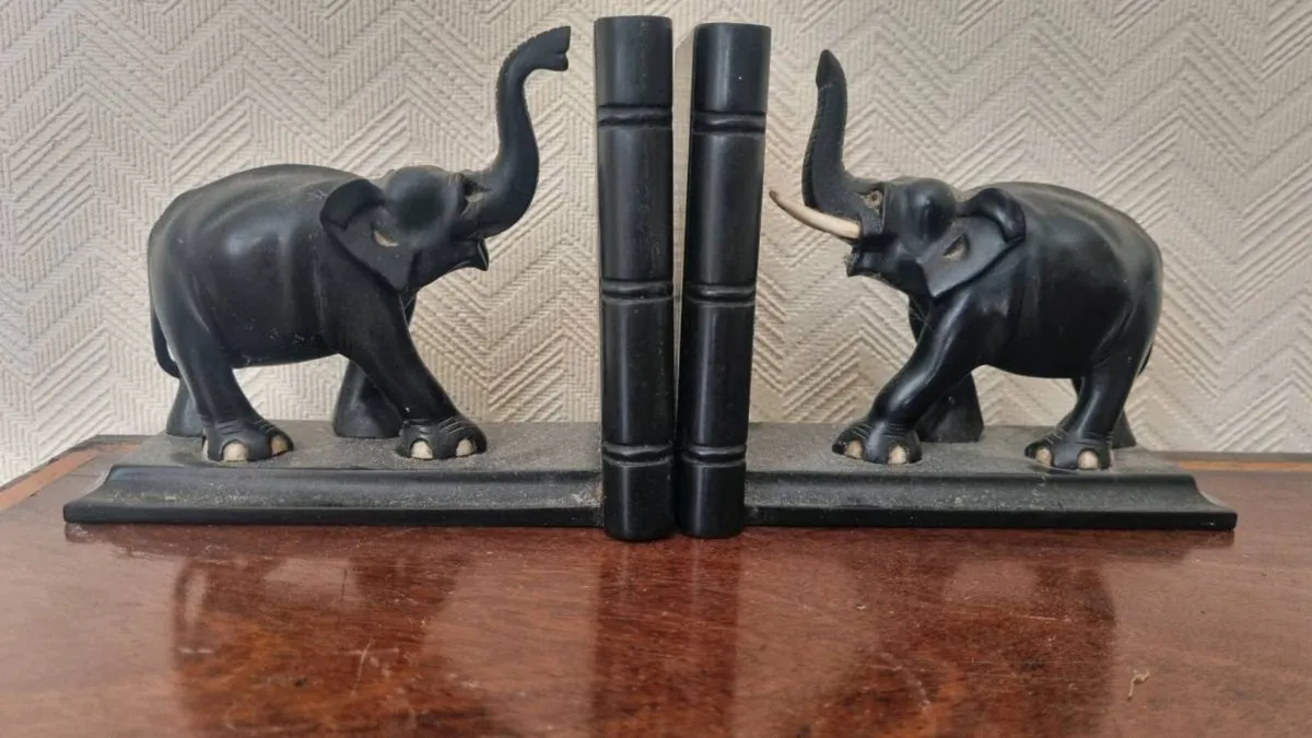 Antique Elephant Book End's - Image 1