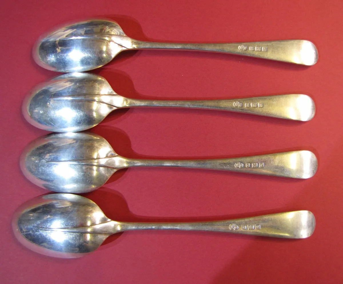 FOUR SOLID STERLING SILVER - SERVING SPOONS. - Image 2