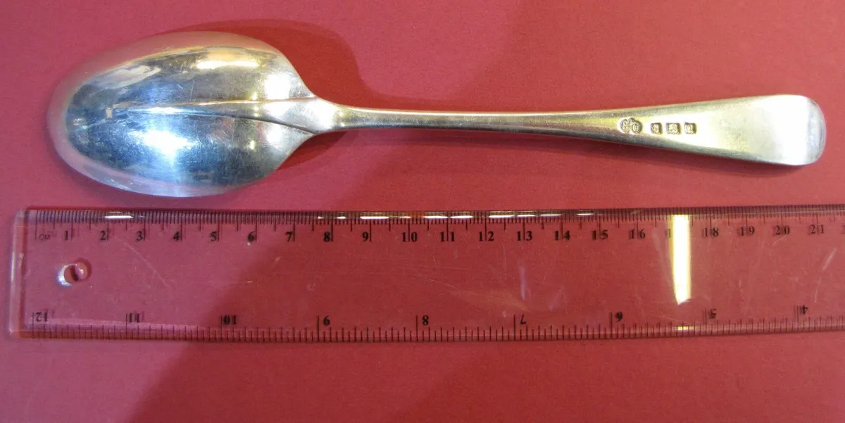 FOUR SOLID STERLING SILVER - SERVING SPOONS. - Image 4
