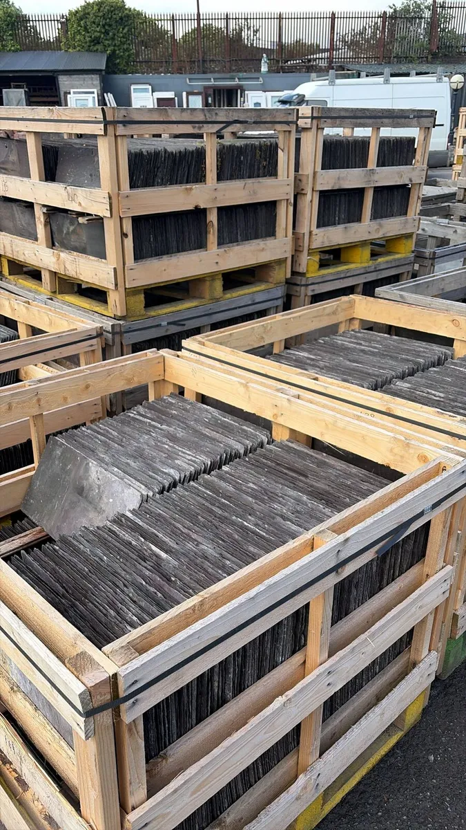 Bangor slates chimney pots floor ridge roof tiles - Image 1