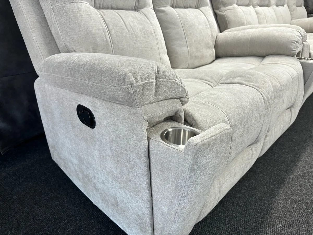 New 3+2 Beige Hudson Recliner Sets - Image 3