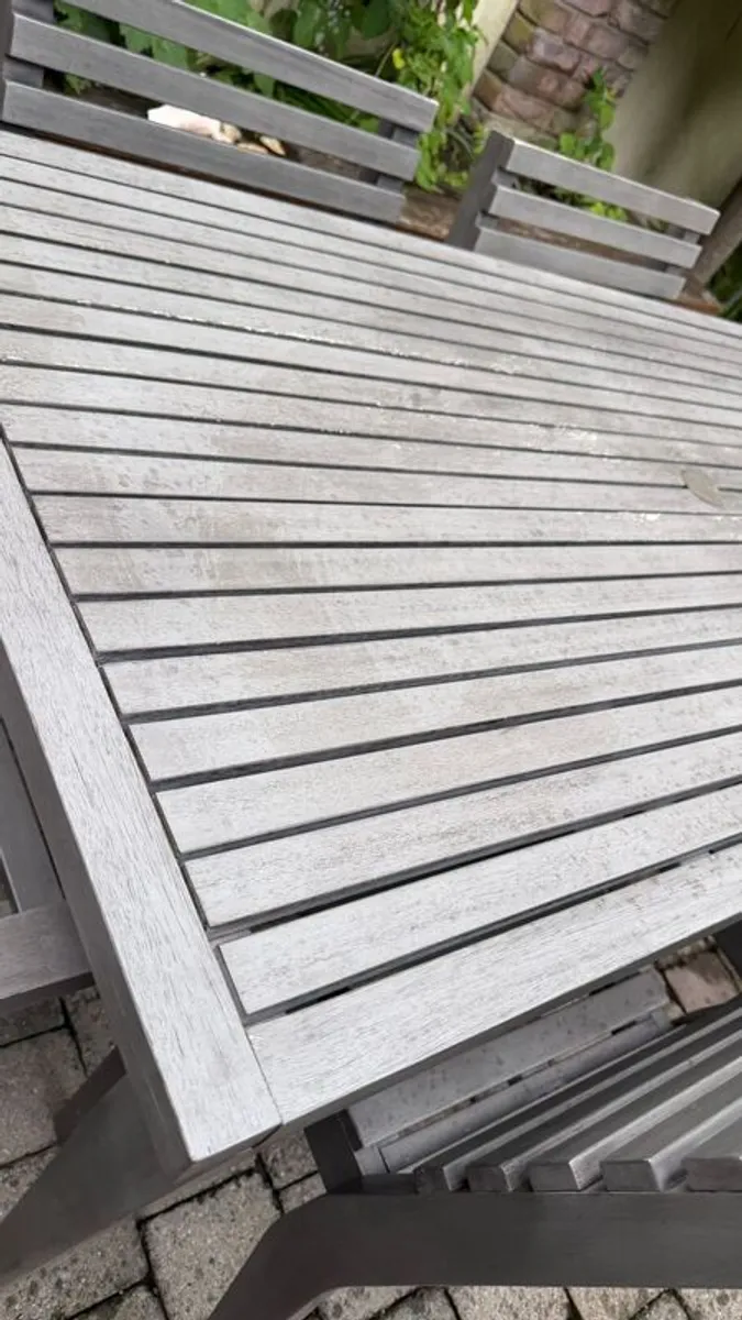 Solid Wood Garden Dining Set: Table + 6 Chairs (Seats 6) - Image 2