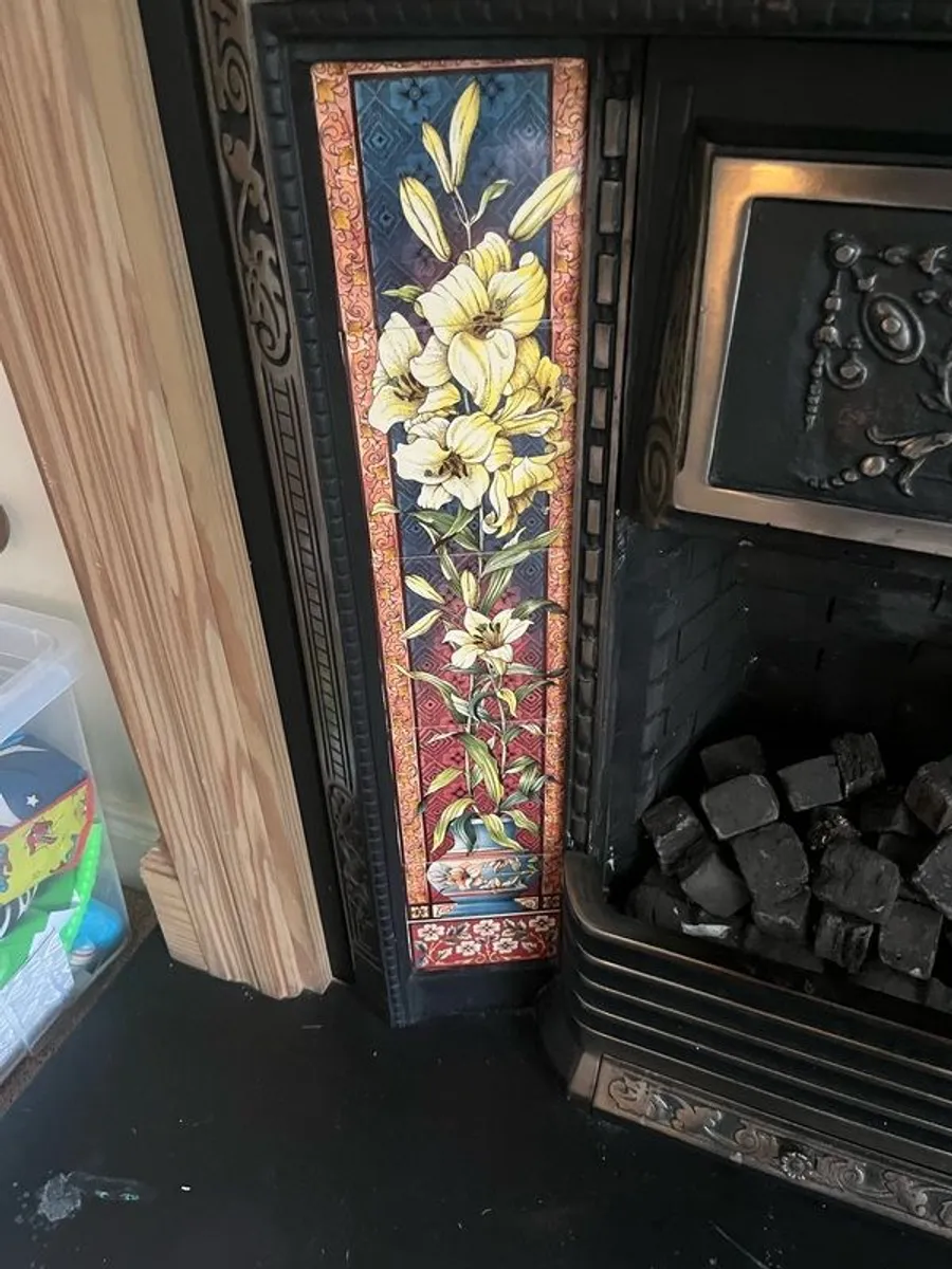 Wooden Fireplace with Tiled Cast Iron Surround - Image 3