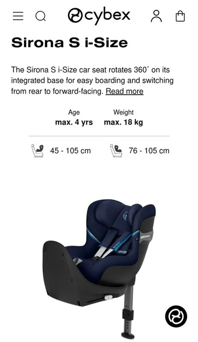 Cybex Sirona S i-size car seat newborn to 4 years - Image 2
