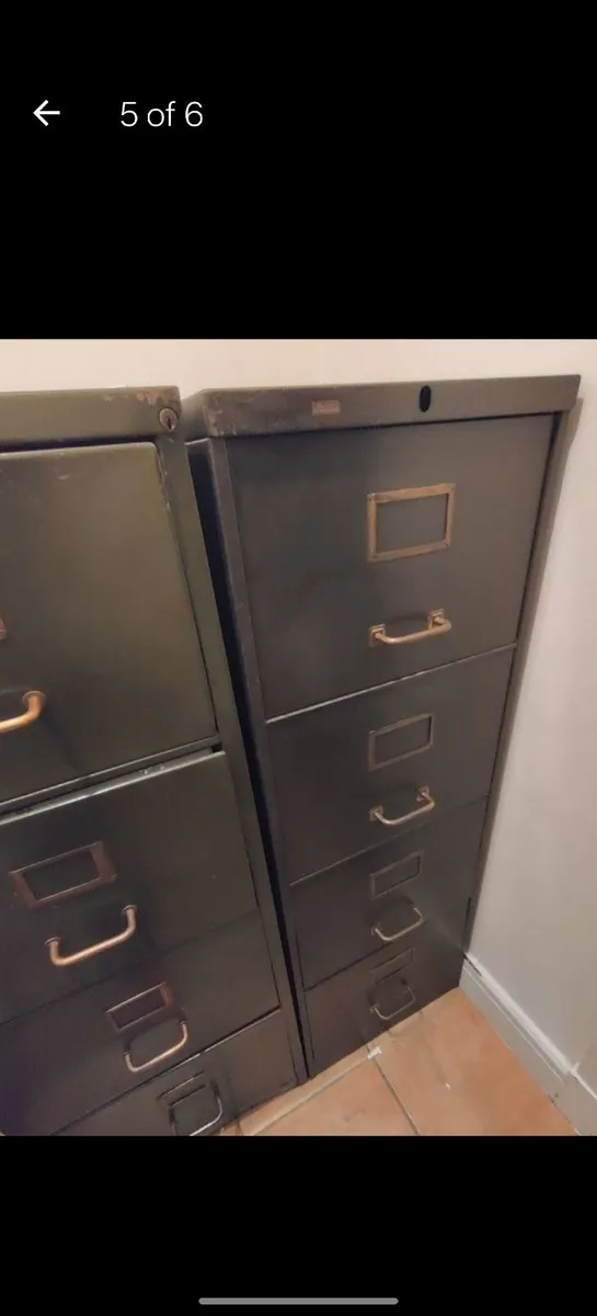 Super cool industrial dark green filling cabinets. - Image 4