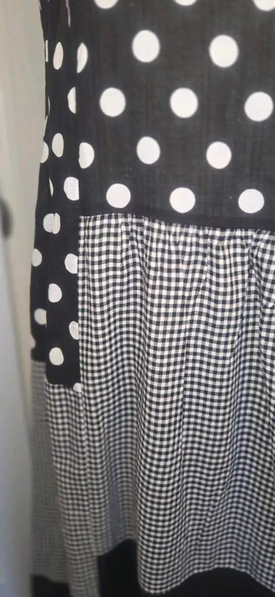 Zanzea Polka Dot Gingham Tiered Maxi Dress Black W - Image 2
