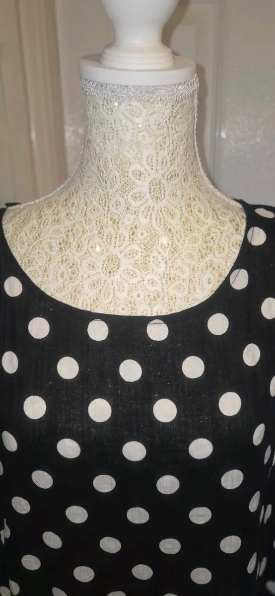 Zanzea Polka Dot Gingham Tiered Maxi Dress Black W - Image 3