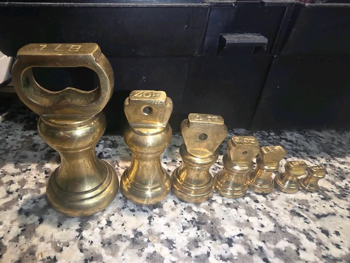 Antique Victorian brass bell weights - Image 1