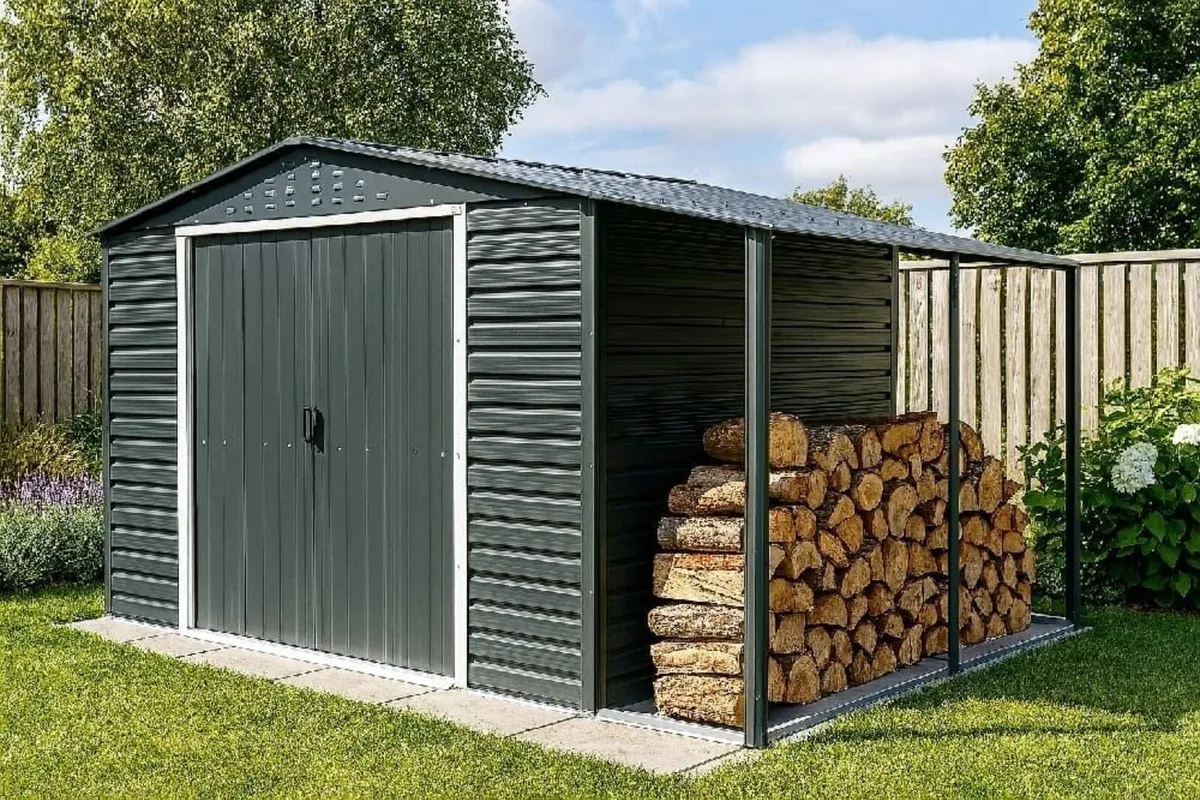 Optional Side Roof Canopies for Alpine Steel Sheds - Image 1
