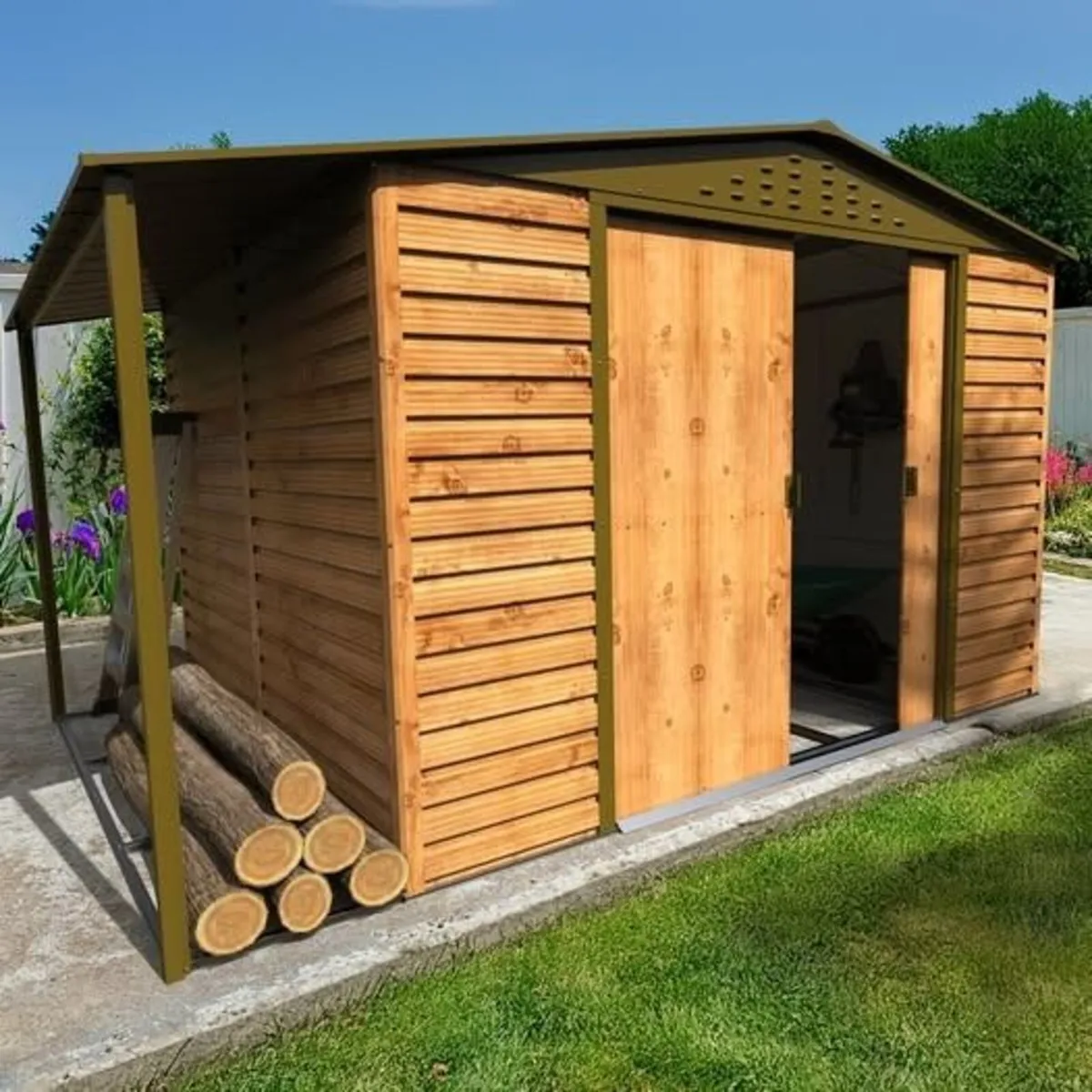 Optional Side Roof Canopies for Alpine Steel Sheds - Image 3