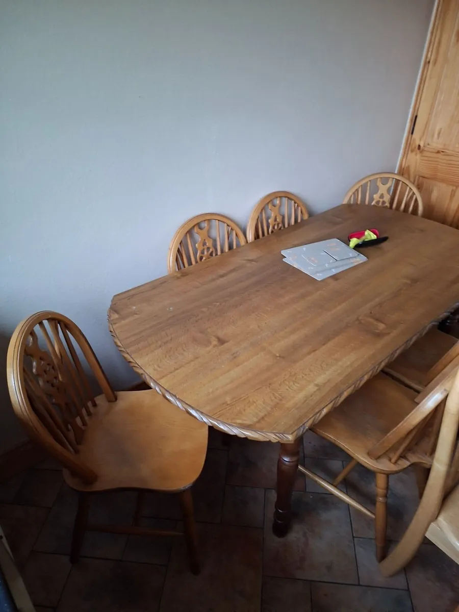 Kitchen teak table and chairs - Image 1