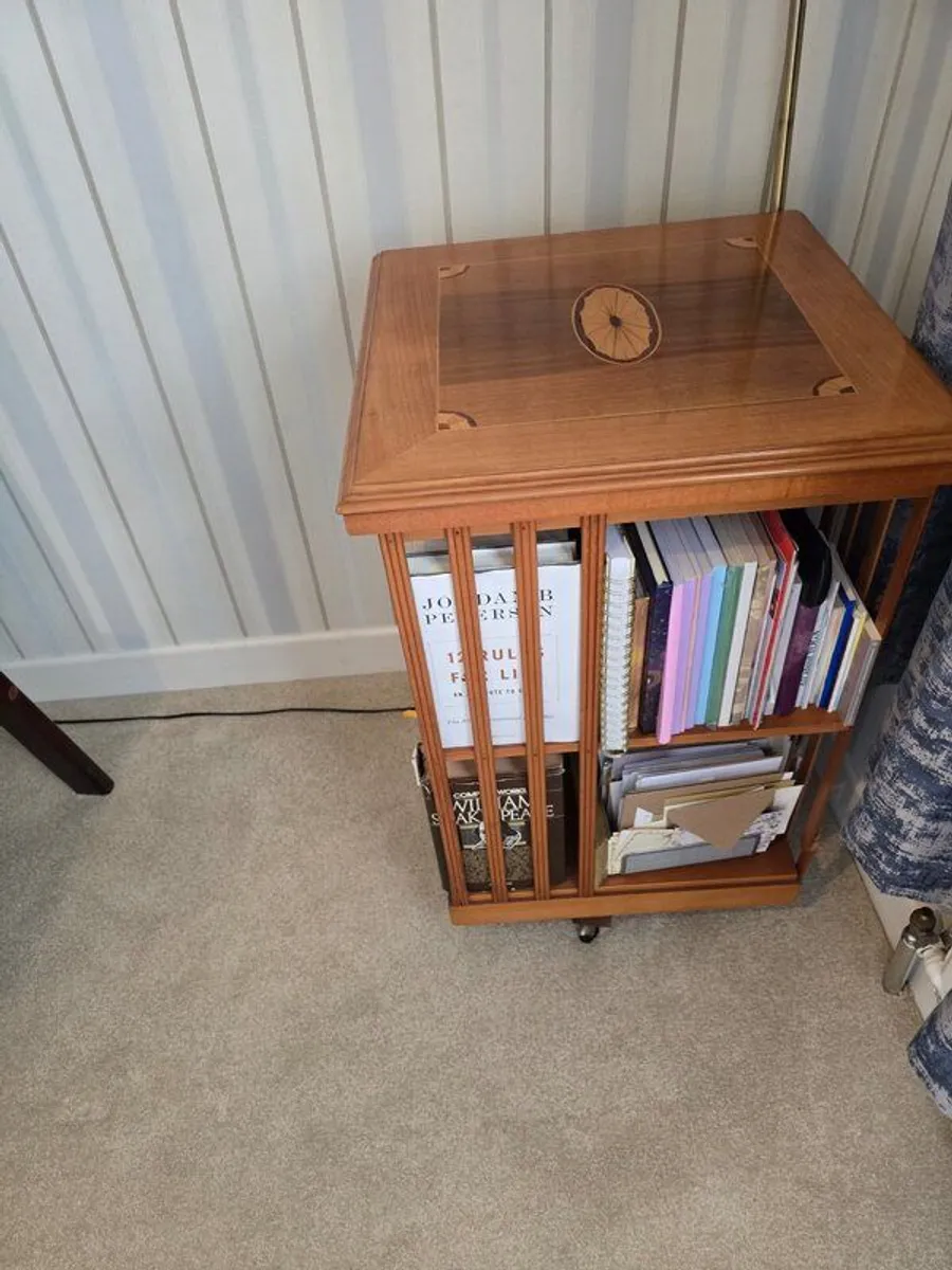 Revolving Bookcase Yew Wood - Image 2