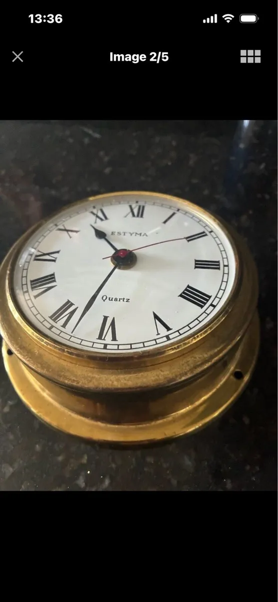 Vintage Brass Maritime Clock - Image 2