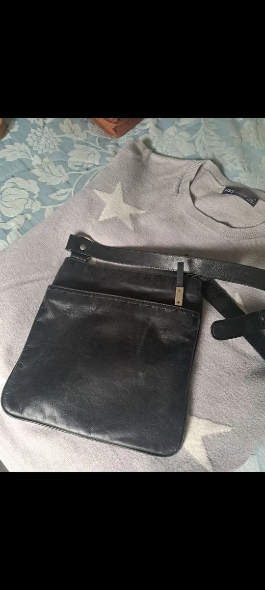 Black leather crossbody bag