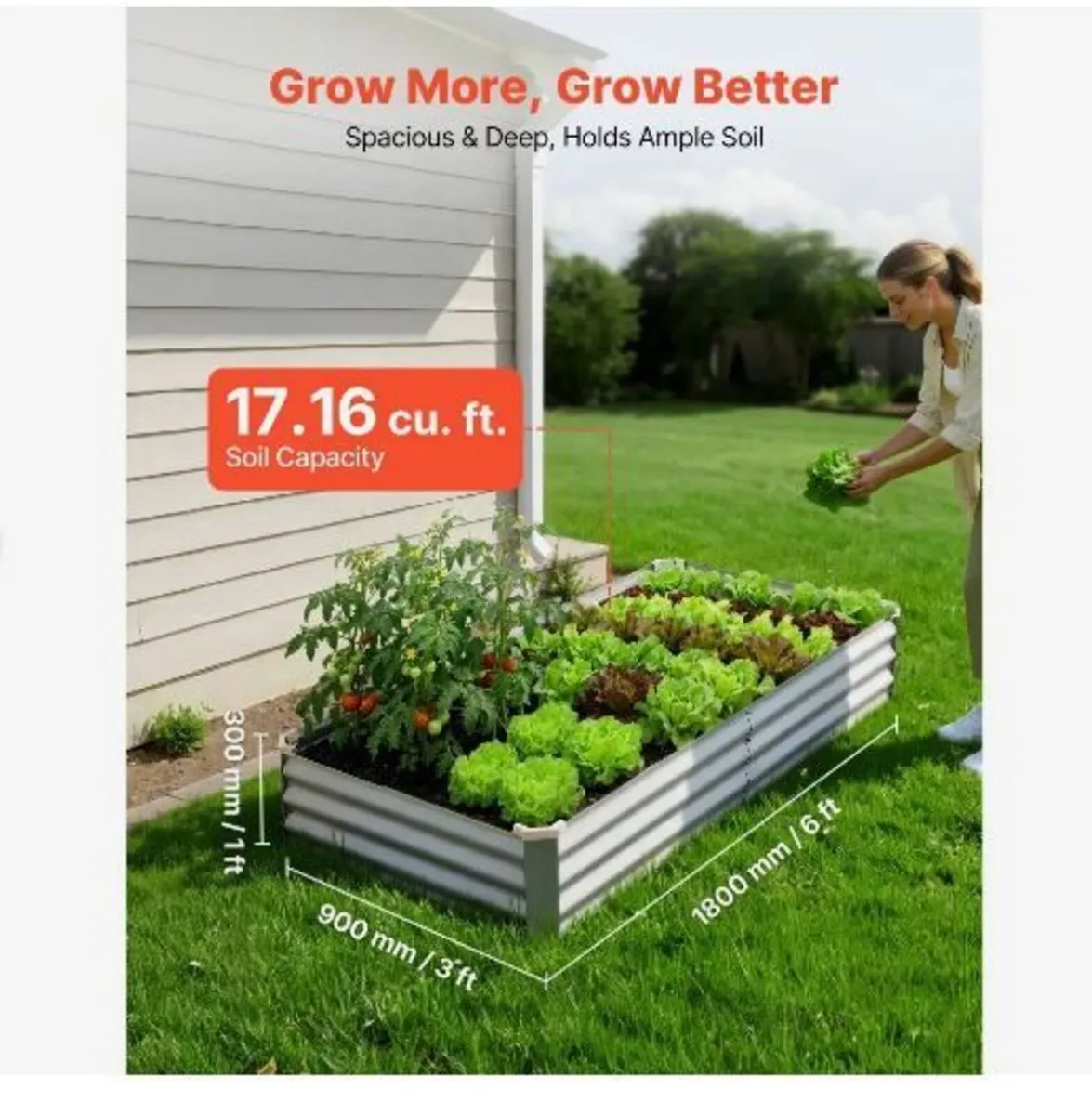 2 Pack Galvanized Raised Garden Beds, - Image 2