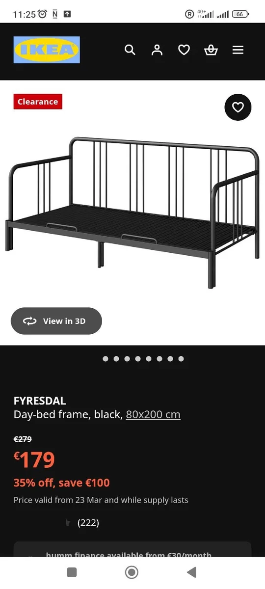 FYRESDAL Day-bed frame, black, 80x200 cm - Image 1