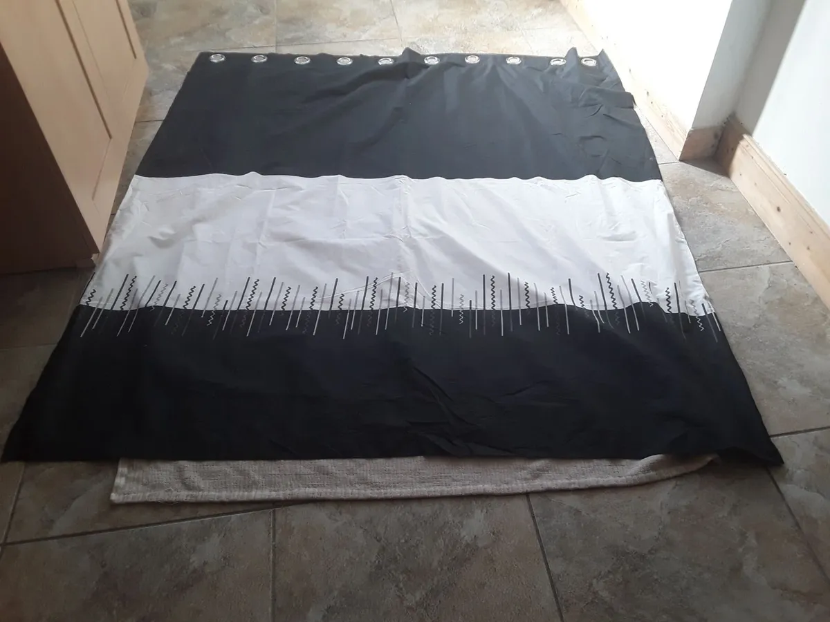 Brand new black and white eyelet drapes - Image 1
