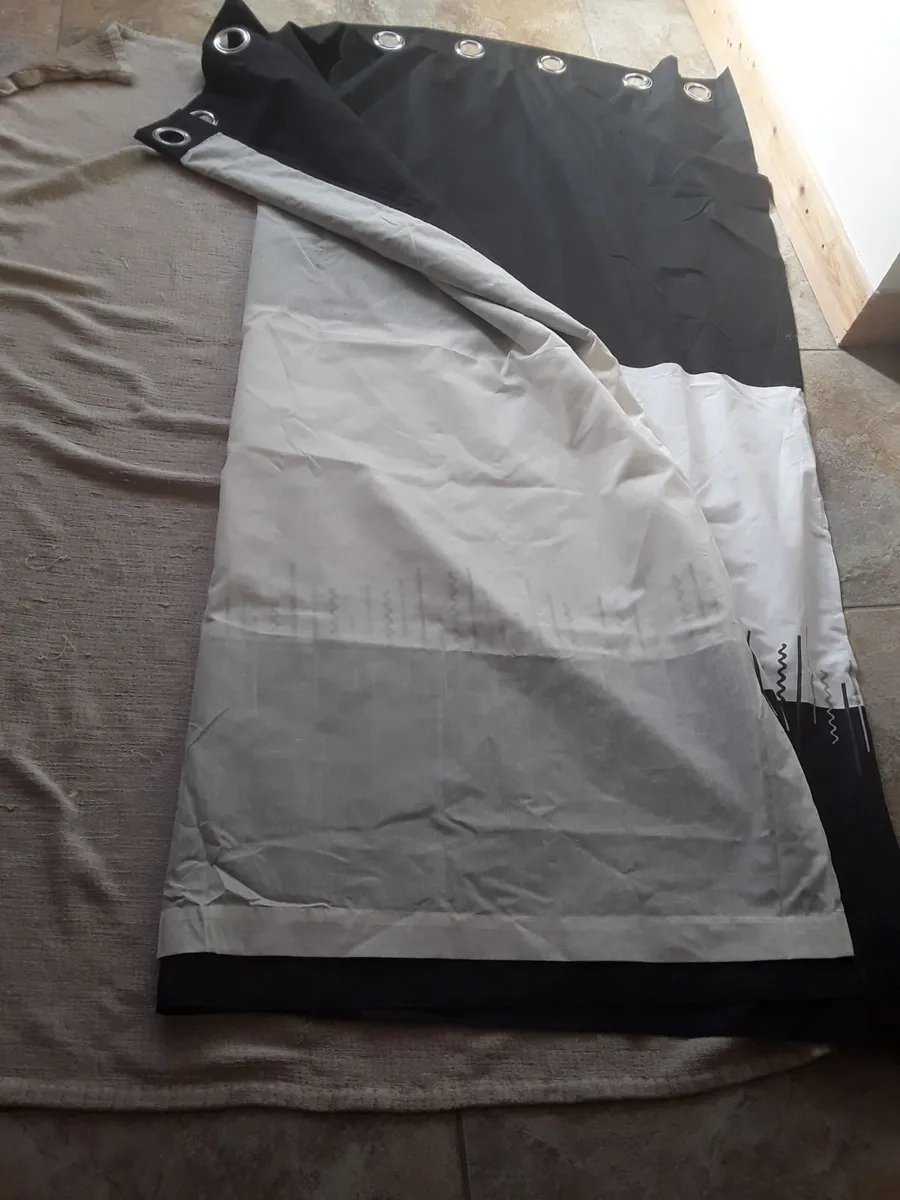 Brand new black and white eyelet drapes - Image 2