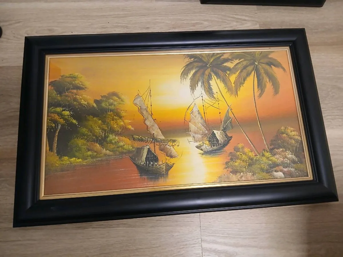 Framed painting , cost 750, sell for 50 - Image 1