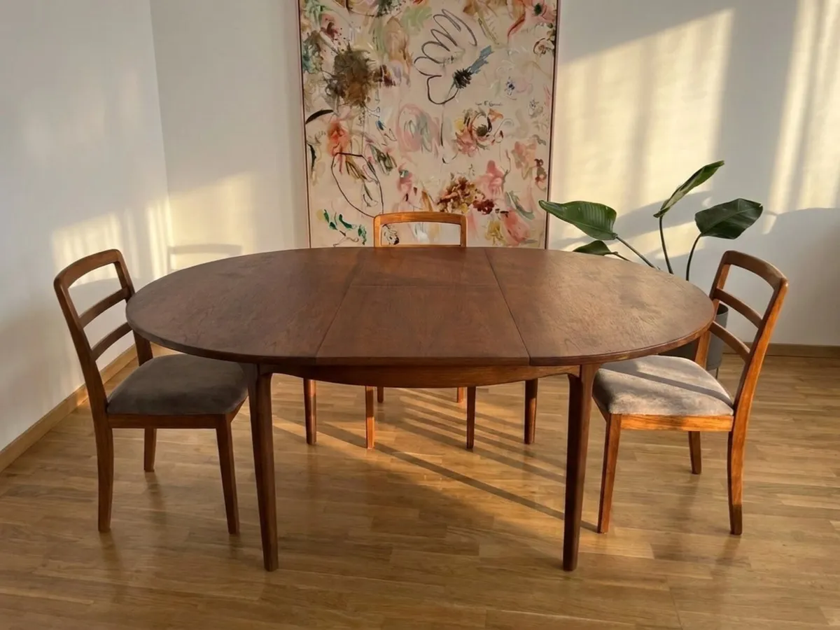 Mid Century Extending Dining Table & 4 Teak Chairs - Image 4