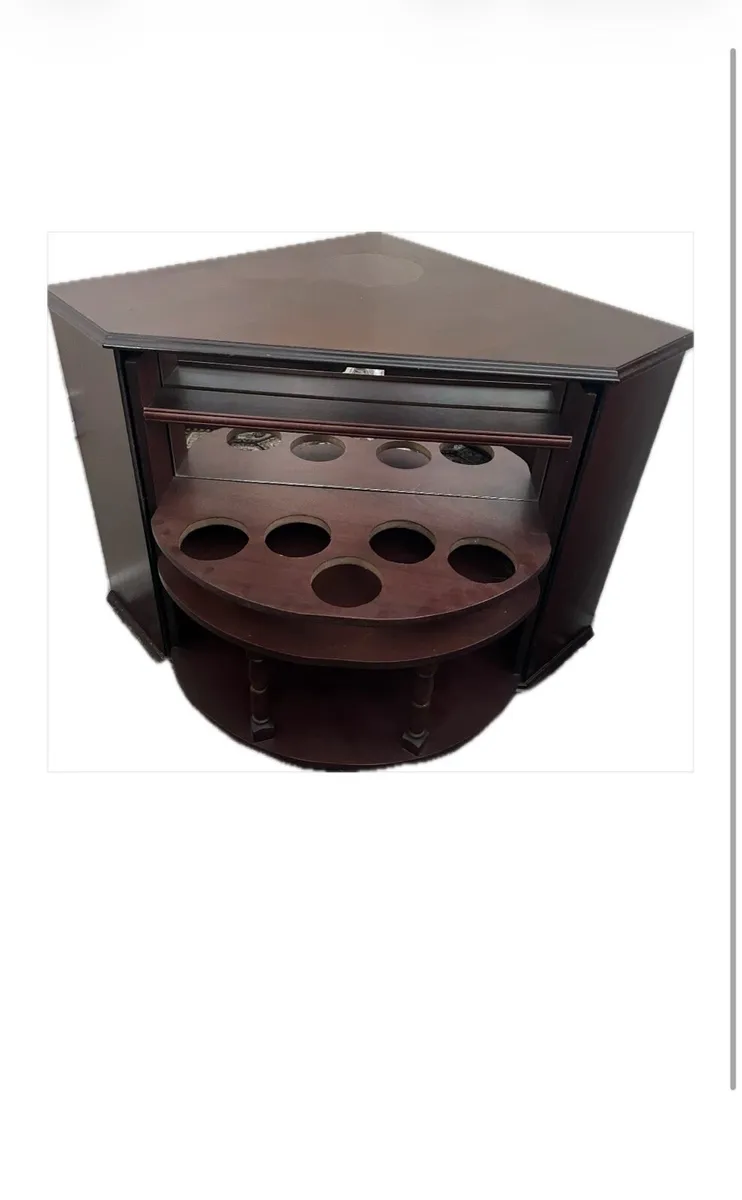 Mahogany Corner Cabinet. Books and Drinks Swivel. - Image 3
