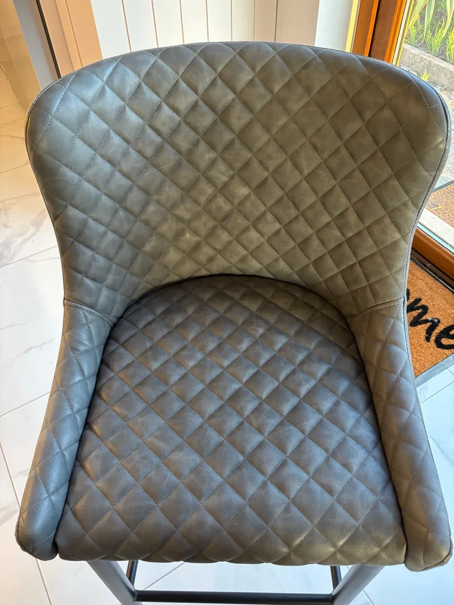 Ottowa grey leather barstool - Image 2
