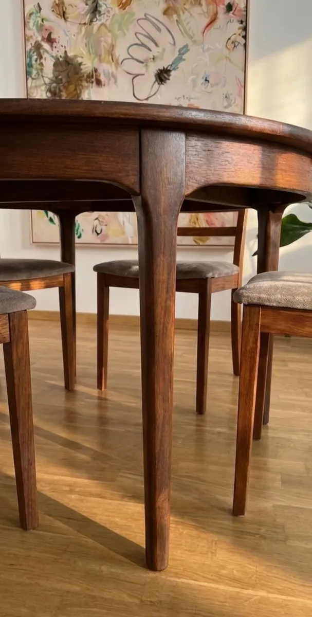 Mid Century Extending Dining Table & 4 Teak Chairs - Image 2