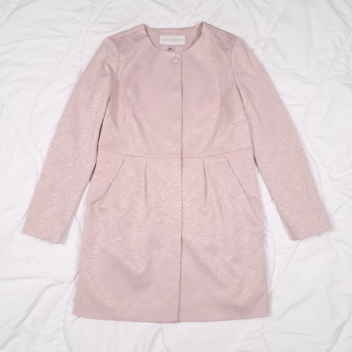 Edina Ronay Blush Pink Embossed Pattern Coat L/XL - Image 1