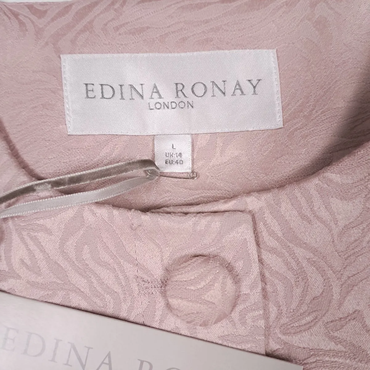 Edina Ronay Blush Pink Embossed Pattern Coat L/XL - Image 3