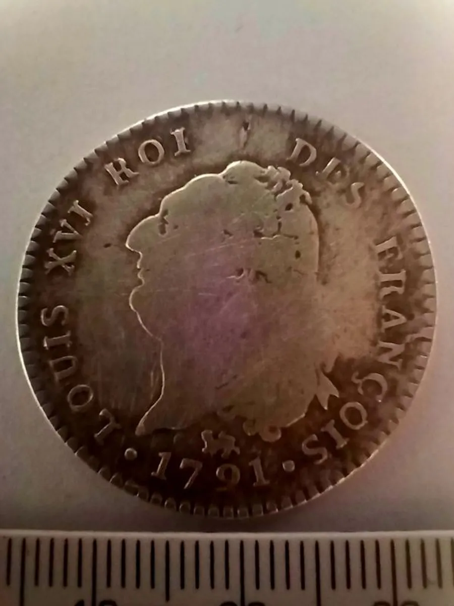 France 1791 King Louis XVI, Silver 30 Sols Coin. - Image 1