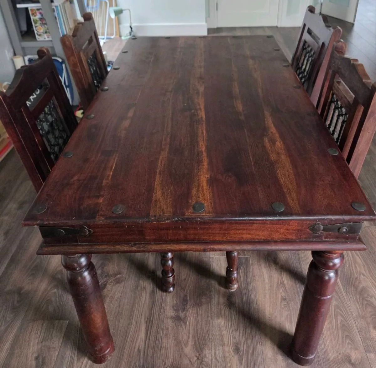 Solid Sheesham Wood Dining Table & Chairs - Image 2